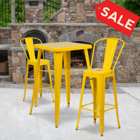 Flash Furniture CH-31330B-2-30GB-YL-GG Metal Bar Table Set in Yellow